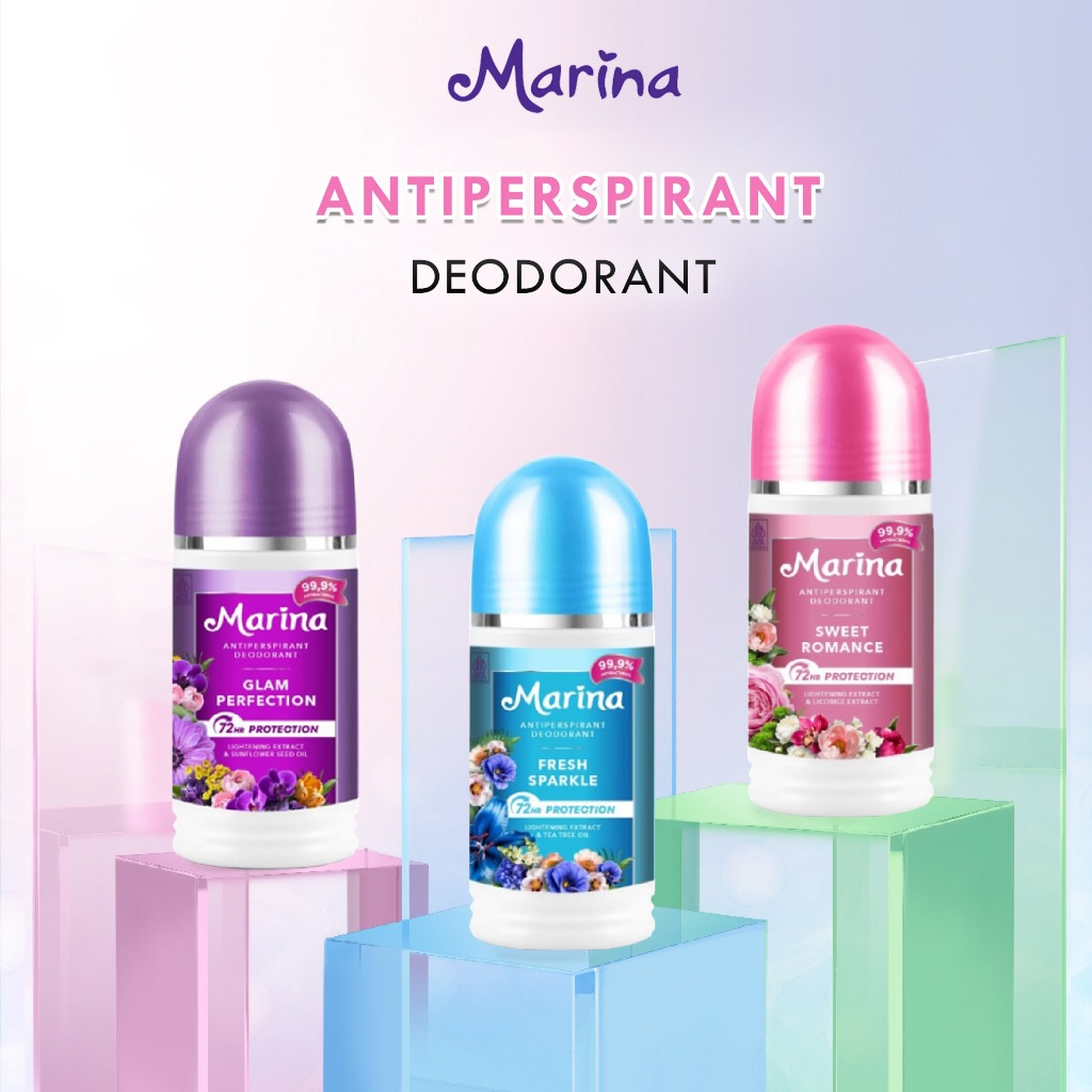 Marina Deodorant 48H Anti Perspirant Glam Perfection / Sweet Romance / Fresh Sparkle 50ml - Pencegah