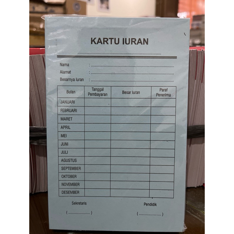 

Kartu Iuran Bulan Januari Polos Isi 50pcs Biru