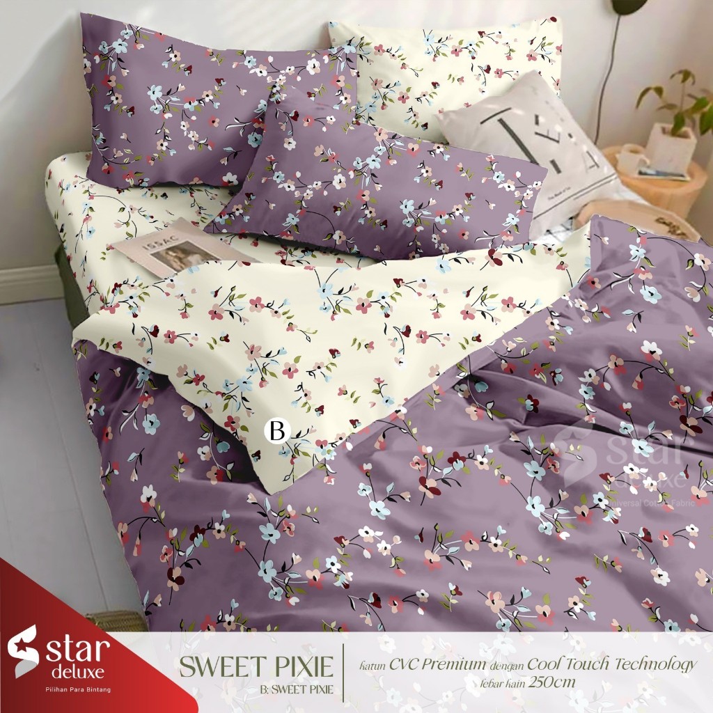 Sprei Katun STAR SWEET PIXY  | Sprei Home Industry dari Katun CVC Premium | Sprei Uk.90,100,120,160,