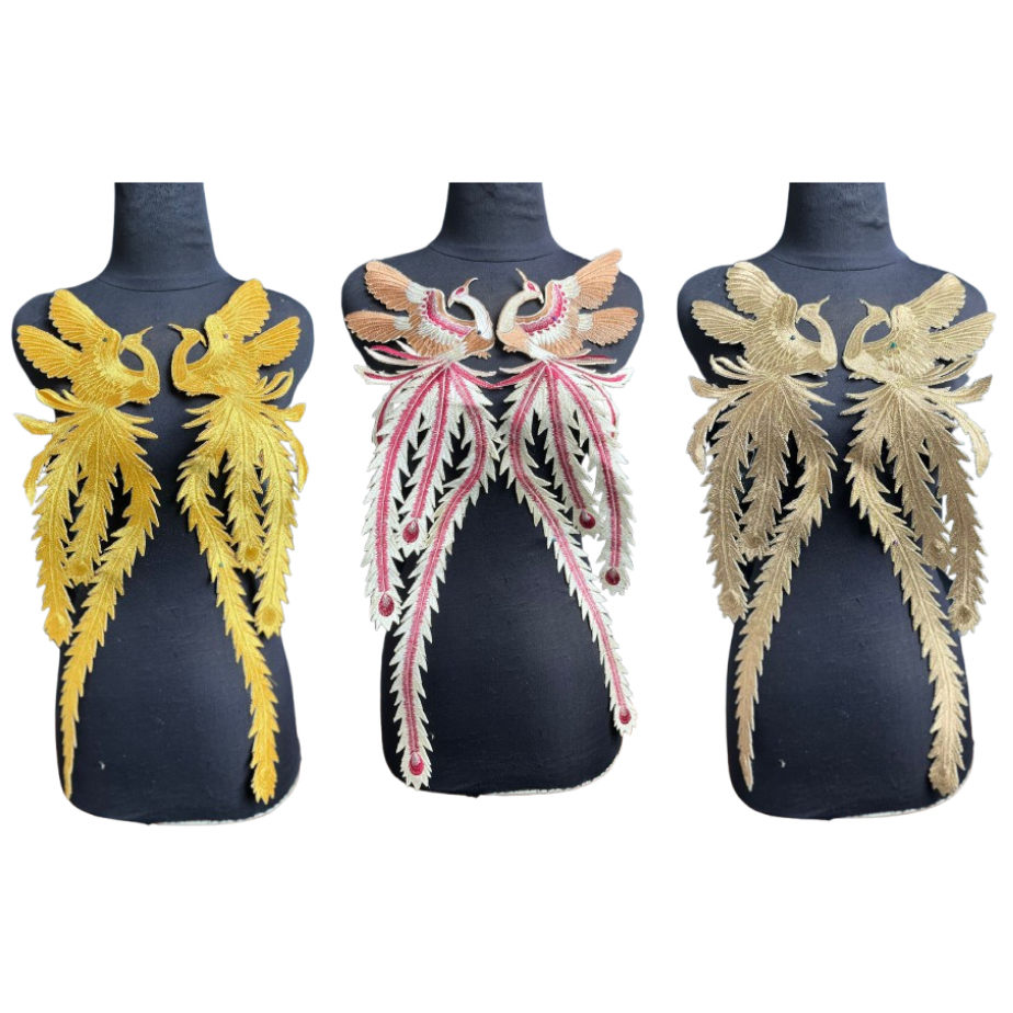 renda bordir motif burung 2 kuntul