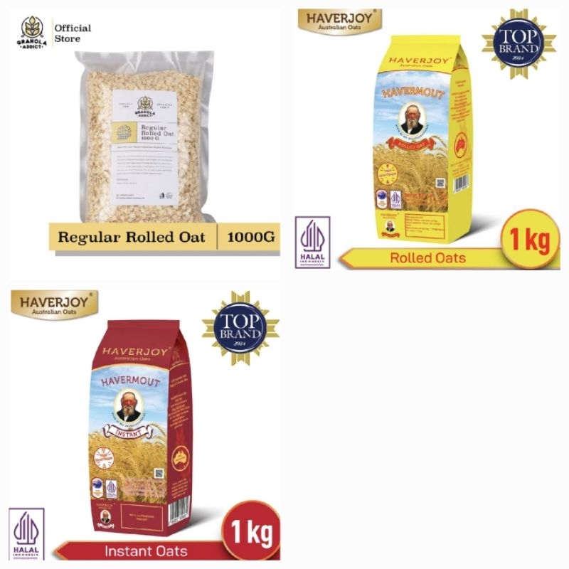 

Regular rolled oat haverjoy kuning granola addict 1000g 1kg