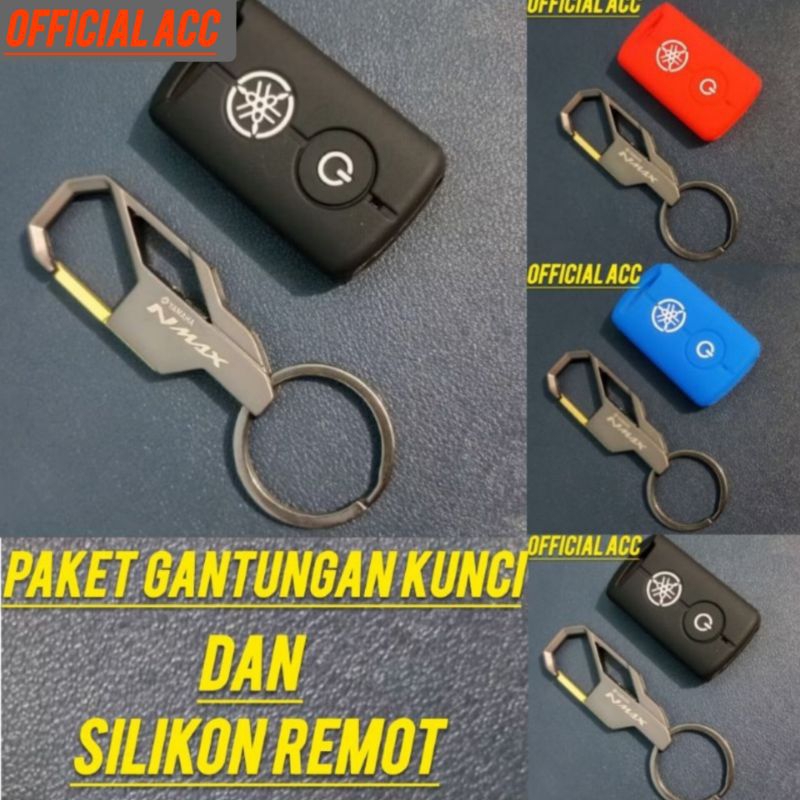 Paket gantungan kunci Logo NMAX Dan cover remot remote yamaha NMAX kualitas PREMIUM