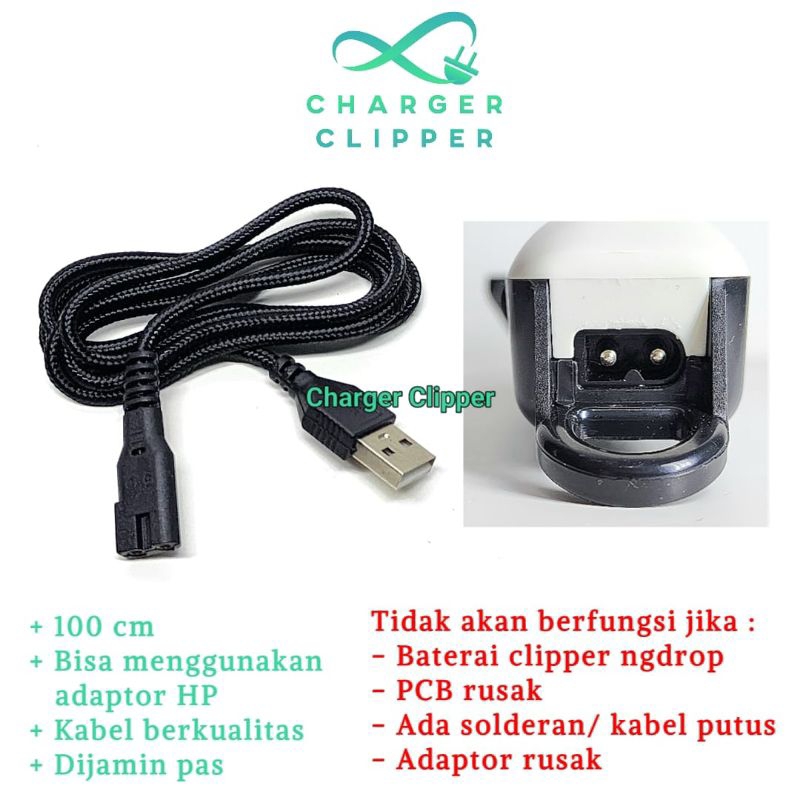 Kabel Charger Kemei 1996 Pengisi Daya Mesin Cukur Kemei Charger Clipper #A