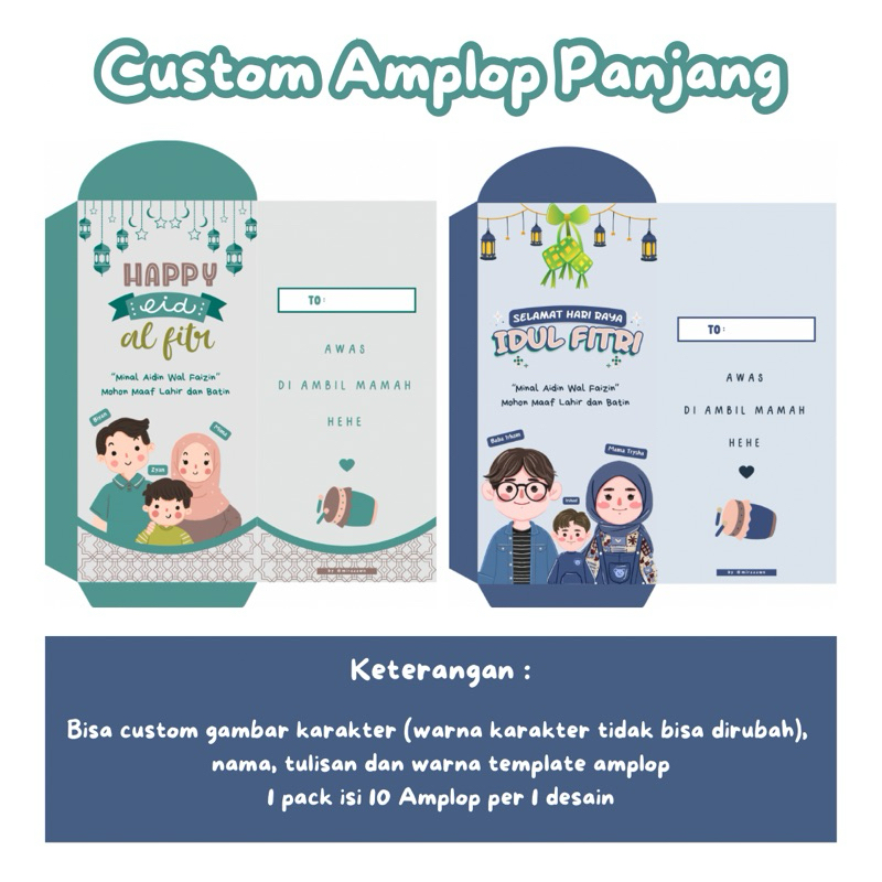 

Amplop Lebaran Custom by @miraaawn - 1 pack isi 10
