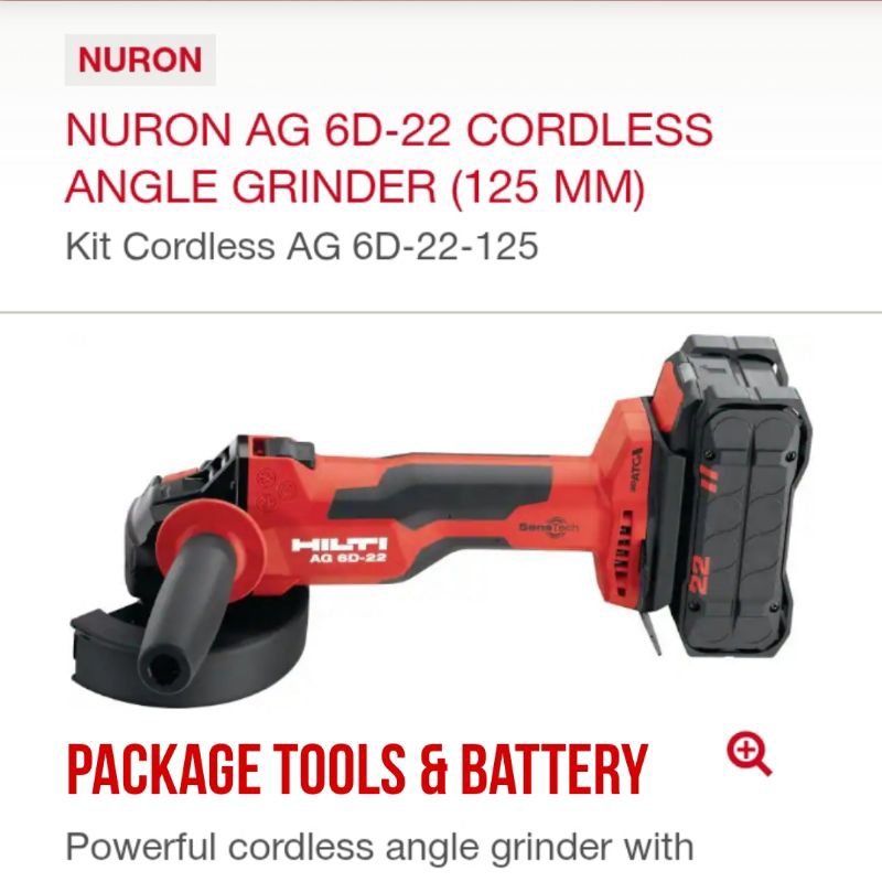 HILTI Nuron AG 6D-22 cordless angle grinder 125