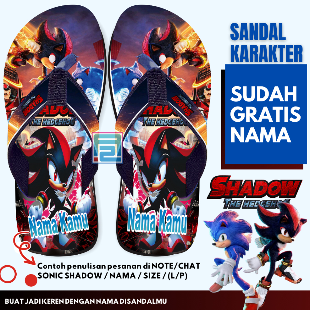 Sonic Shadow The Hedgehog | Sandal Karakter Sonic Shadow The Hedgehog Anak Laki Laki | Sandal Karakt
