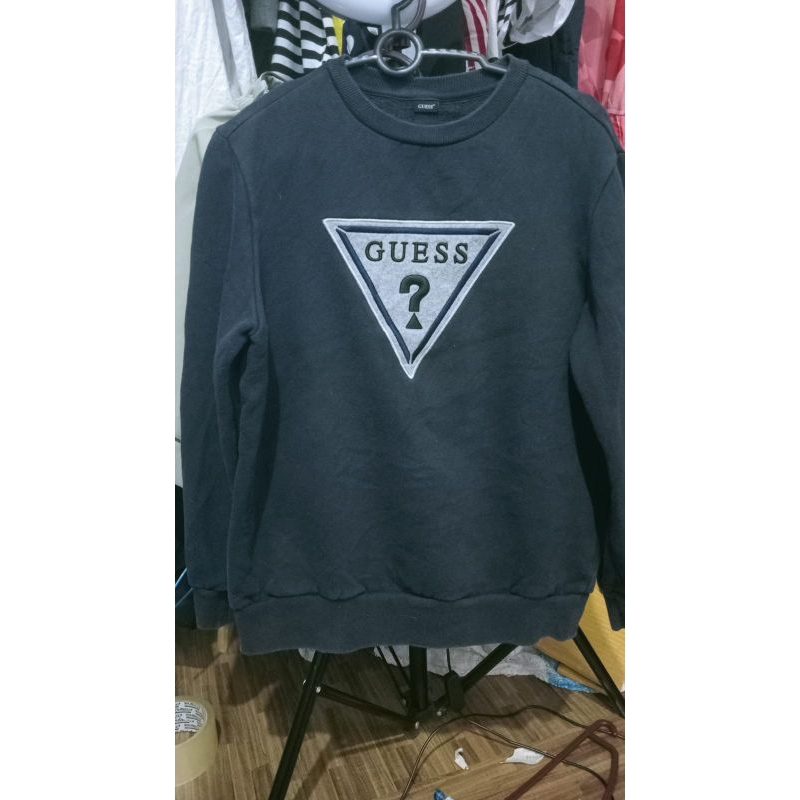 crewneck gues navy dan hijau botol