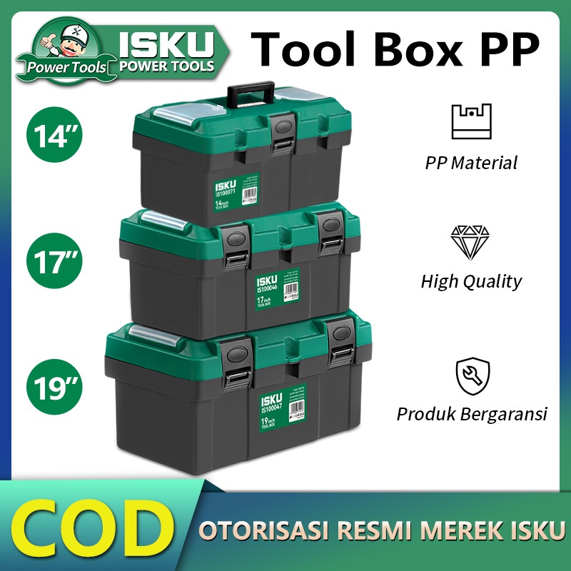 ISKU Tool Box Besar Plastik 14 17 19 Inch Bahan Pp Tools Box set lengkap/Kotak Perkakas/Tool Box