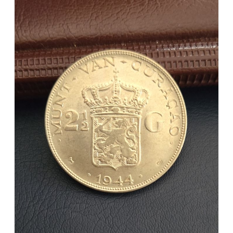 koin kuno koin perak 2,5 gulden Wilhelmina 1944 Curacao