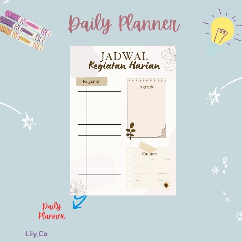 

Daily Planner | Jadwal Harian | Binder | Loose Leaf | Craftpaper | Agenda Harian | A5 | Art Paper