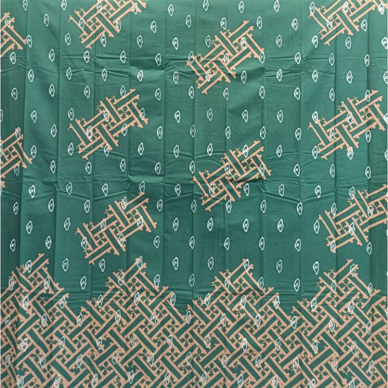 kain batik Cap Batik garutan motif Megamini kombinasi warna hijau orange