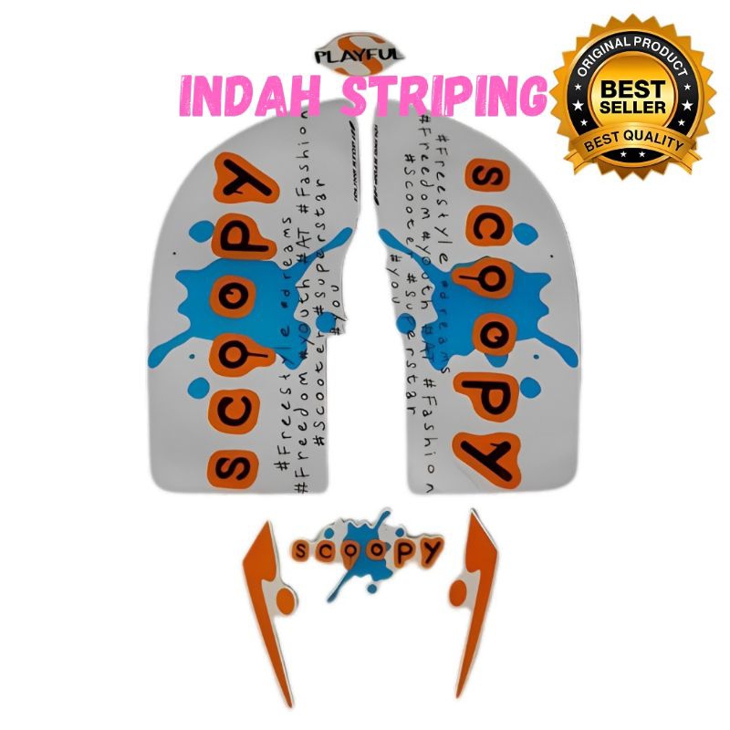 STIKER STRIPING LIS MOTOR SCOOPY PLAY FULL TAHUN 2017 WARNA PUTIH BIRU