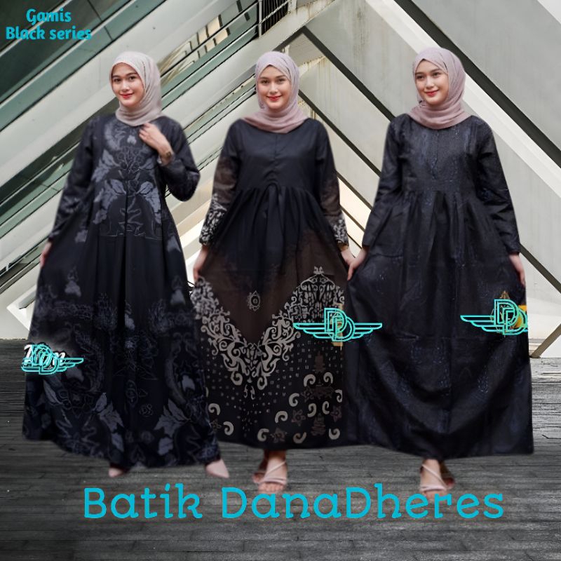 NEW ARRIVAL BAJU BATIK GAMIS WANITA HITAM GELAP SIZE STANDAR DAN JUMBO | FASHION MUSLIMAH GAMIS HITA