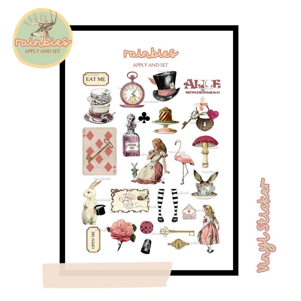

Sticker Alice In Wonderland Stiker Vinyl Waterproof Disney HP Tablet Laptop Koper Travel Aesthetic