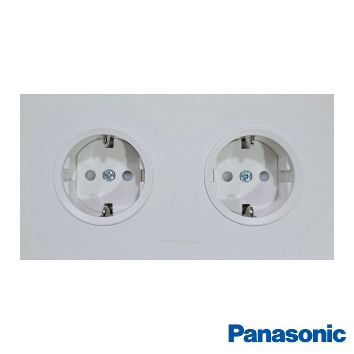 Panasonic WESJP 11222 putih Stop Kontak Arde 2 gang CP WESJP11222W