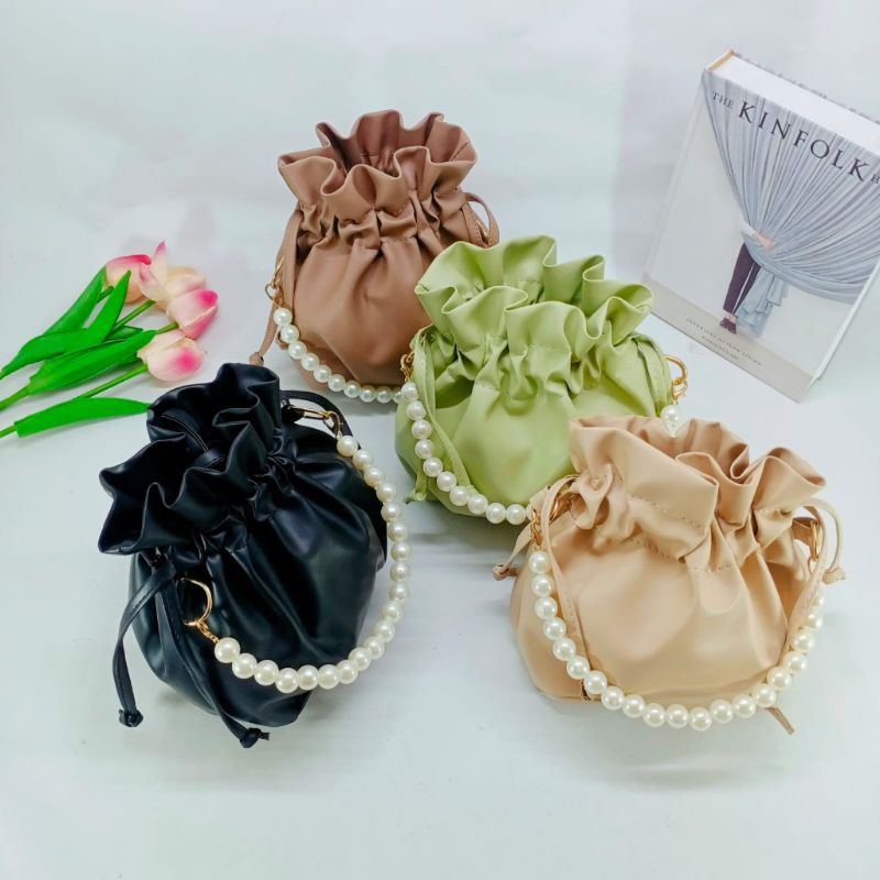 Tas Grosir Murah Selempang clouth Serut Mutiara