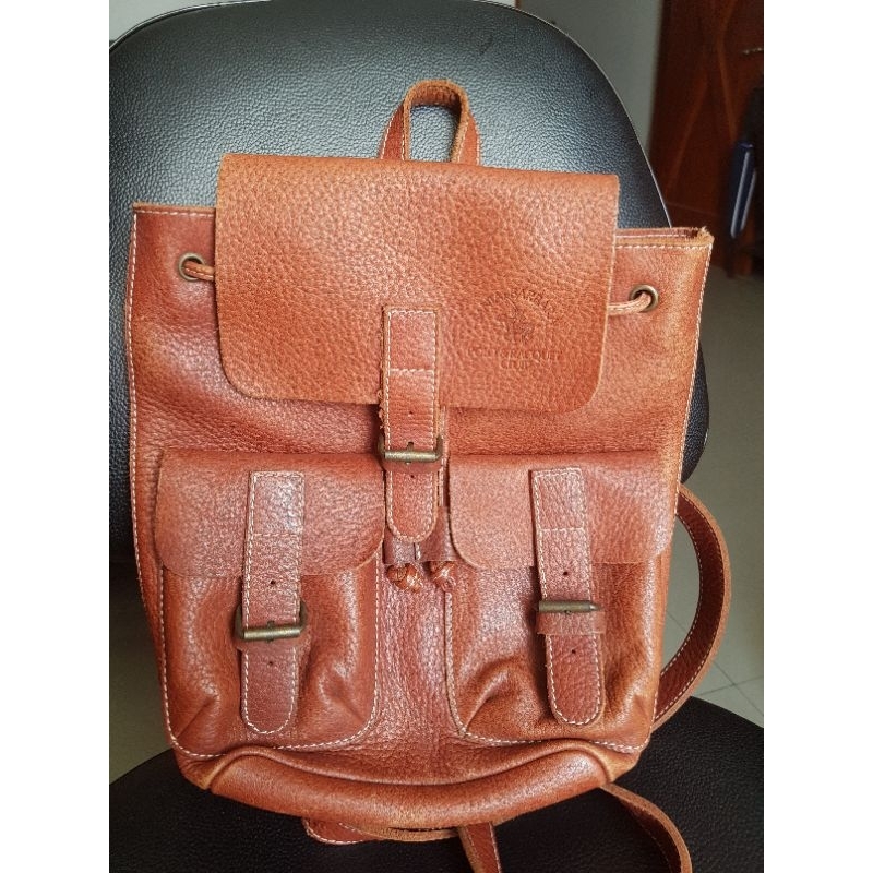Tas vintage Second Kulit Asli backpack Santa Barbara Polo & Racquet Club USA