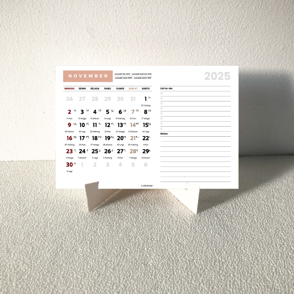 

S.TROMMA Calendar 2025 Desk Minimalist: Kalender Meja dengan Fitur Lengkap