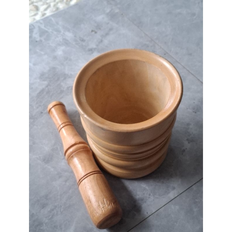 lumpang kayu 1set lumpang + halu kayu mahoni