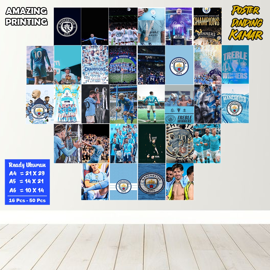 Poster Dinding Kamar manchester city / Poster manchester city / Hiasan Dinding  / Poster Kamar / COD