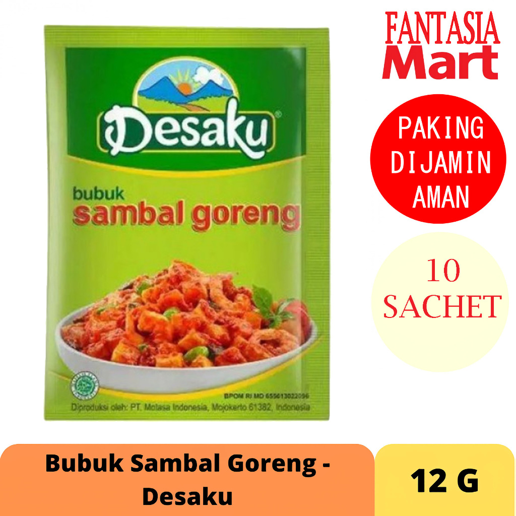 

DESAKU BUBUK SAMBAL GORENG 12,5 GRAM PACK ISI 10 SACHET FANTASIA DENGAN PAKING AMAN