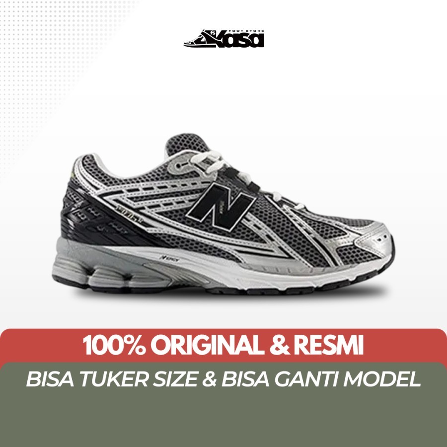 Sepatu Sneakers Pria NB 1906R 1906 R Silver Metallic Black White
