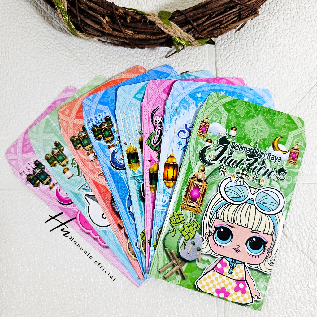 

10 PCS AMPLOP / ANGPAU LEBARAN GAMBAR KARTUN SERI H UKURAN MEDIUM AMPLOP KARAKTER LUCU