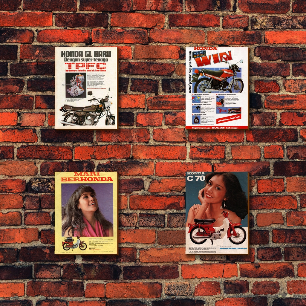 Hiasan Dinding Iklan/Poster Jadul Honda C70 Honda GL Honda WIN