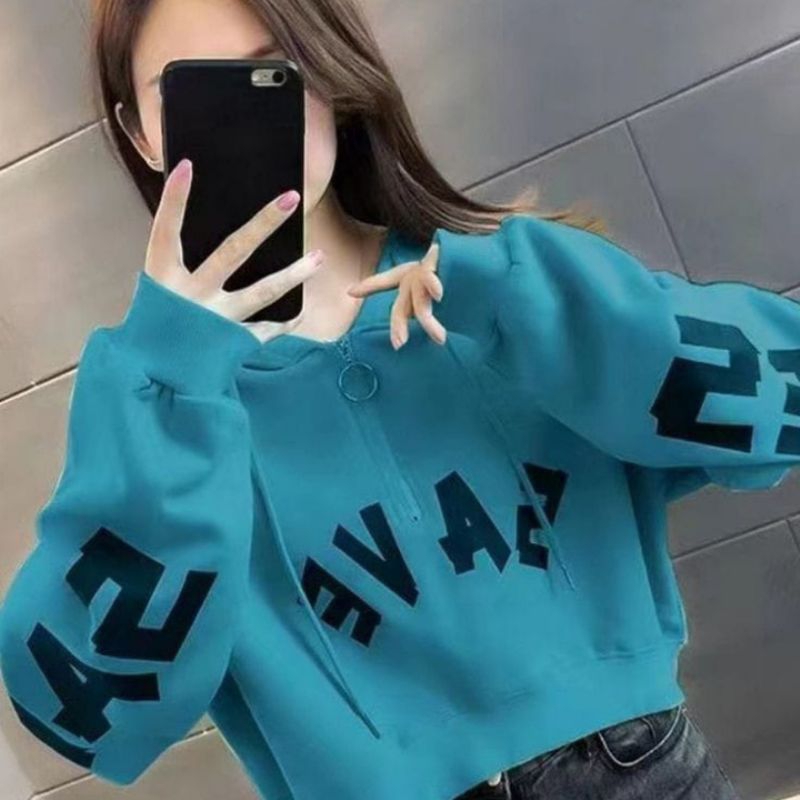 SWEATER HOODIE HALF ZIP CROP OVERSIZE M-6XL FLEECE UNISEX JUMBO BIG SIZE