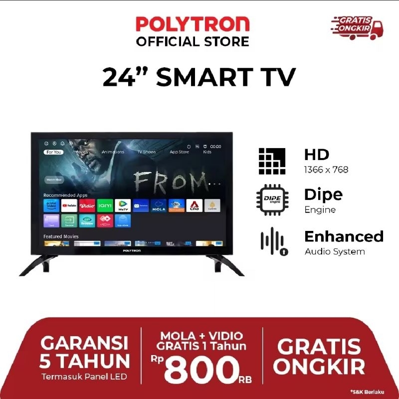 TV POLYTRON 24 INCH SMART TV PLD24CV1869 Wifi