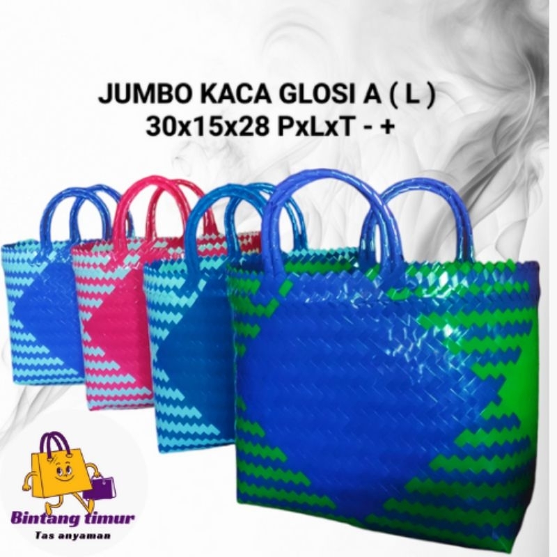 Tas Anyaman Kaca Glosi Jumbo (L)/Tas Hajatan Sembako/Tas Parcel kaca glosi