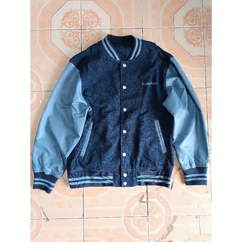 PURPL3 YELL0W DENIM VARSITY JACKET SECOND