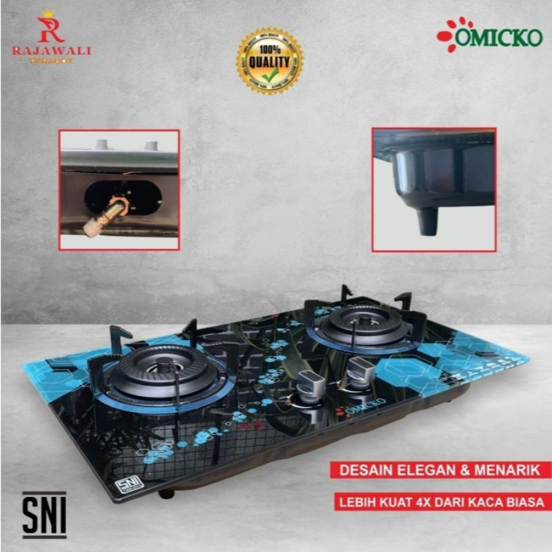 kompor tanam OMICKO 2 tungku KT-012 tempered glass high Quality BATAM