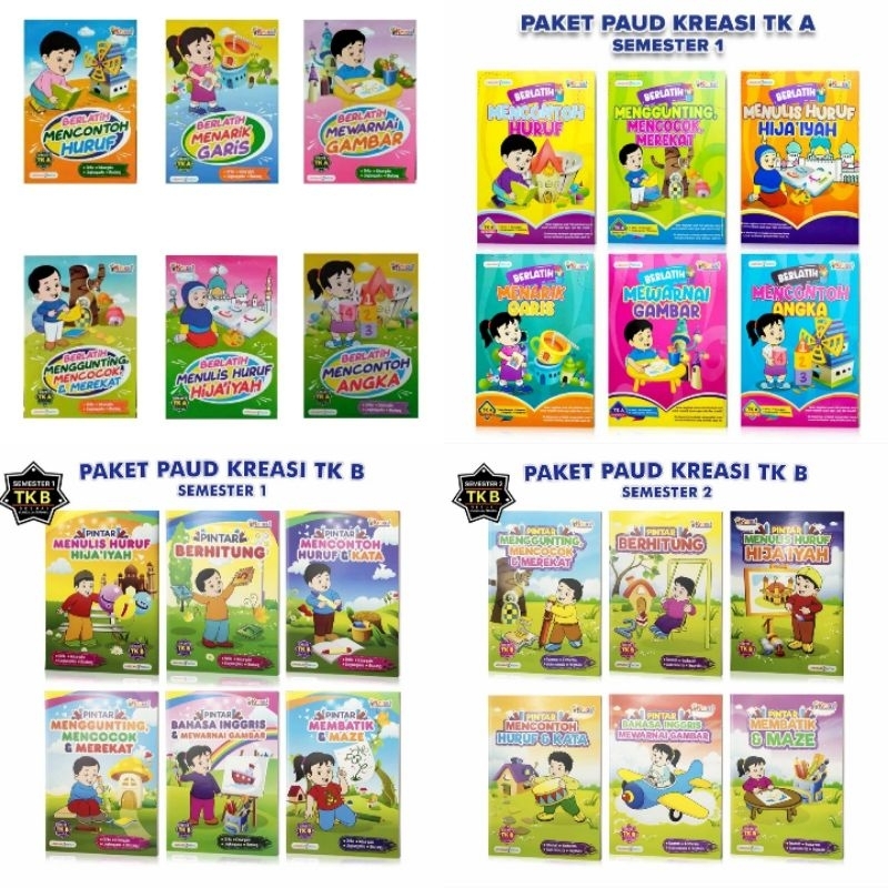 Buku TK A dan TK B Paket Kreasi Semester 1 2 (isi 6 Buku Besar) - Lingkar Media