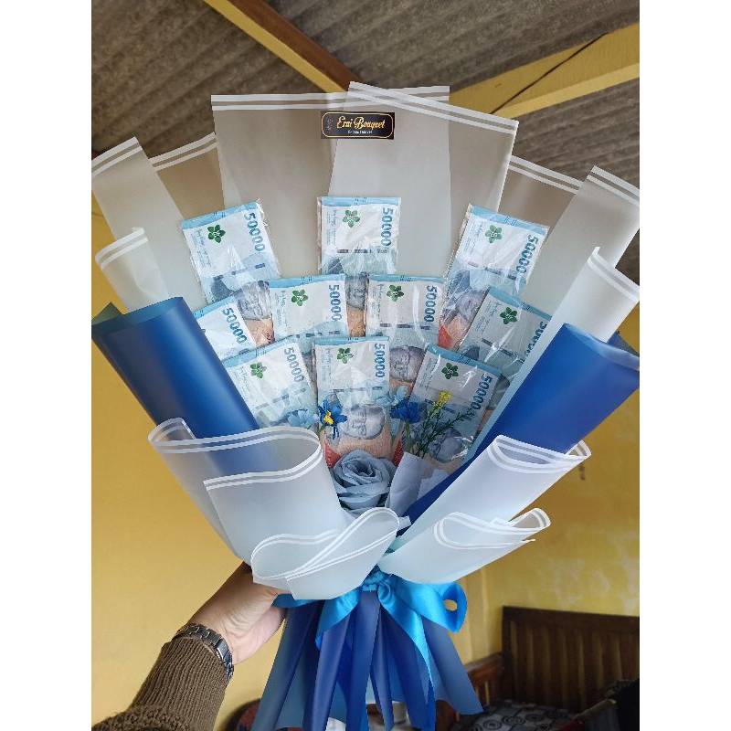 buket uang 50k 10 lembar/buket bunga/buket bonekas wisuda/buket snack/buket wedding