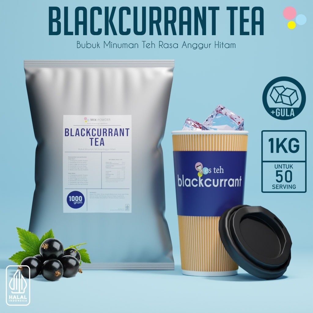 

Bubuk Minuman Rasa Blackcurrant Tea Powder 1Kg Serbuk Minuman Teh Anggur Kekinian Premium 1 Kg