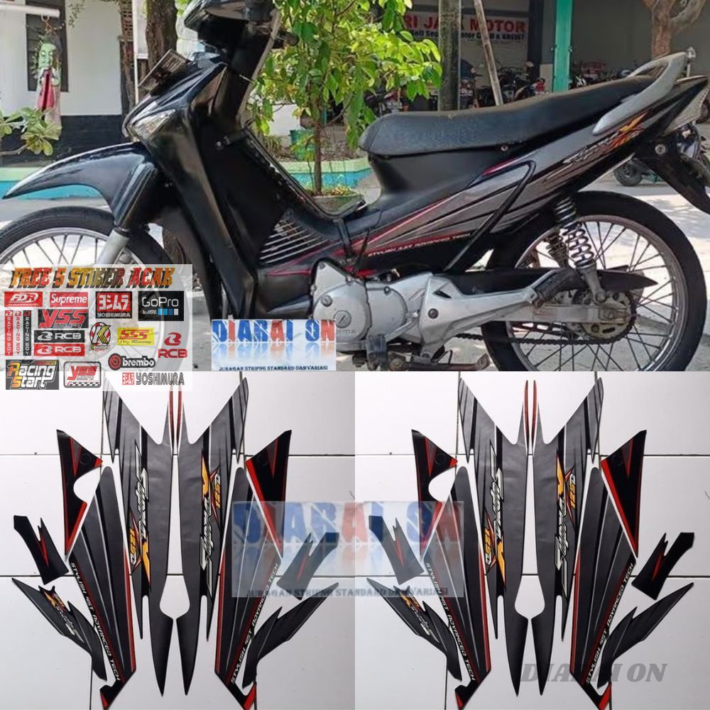 Striping Stiker Honda Supra X 125 D 2005 - Supra X 125D Body HitamFull Murah Diaraion