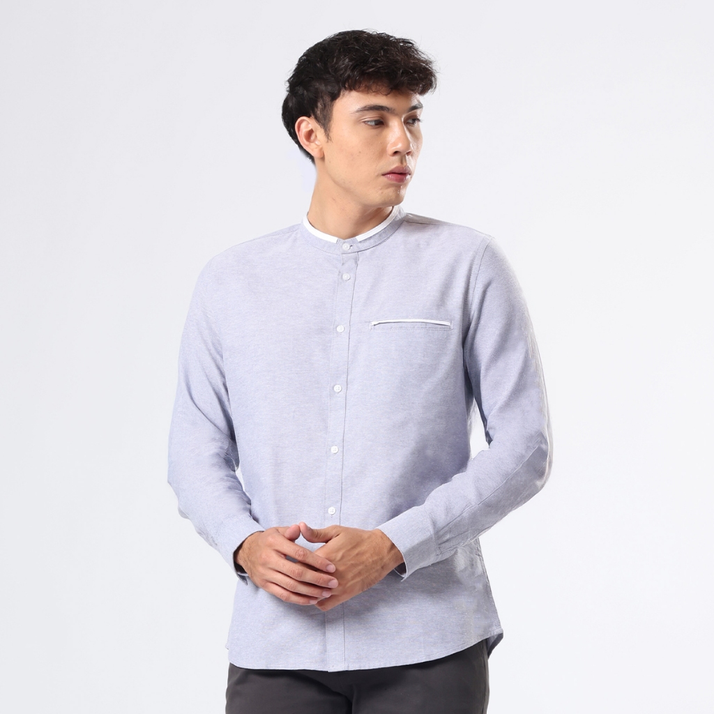 EDWIN JEANS - Kemeja Koko Pria Lengan Panjang ERDEN GREY Baju Muslim Pria