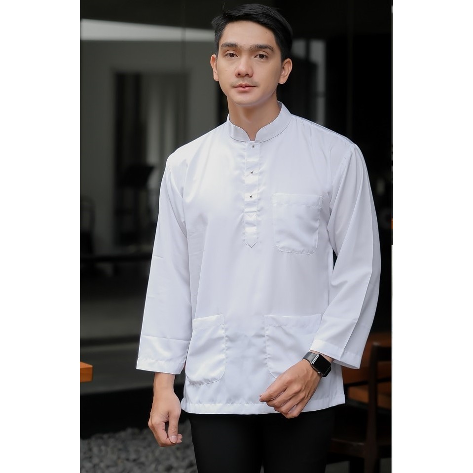 Baju Koko Putih Lengan Panjang / Baju Koko Putih Habib Habaib