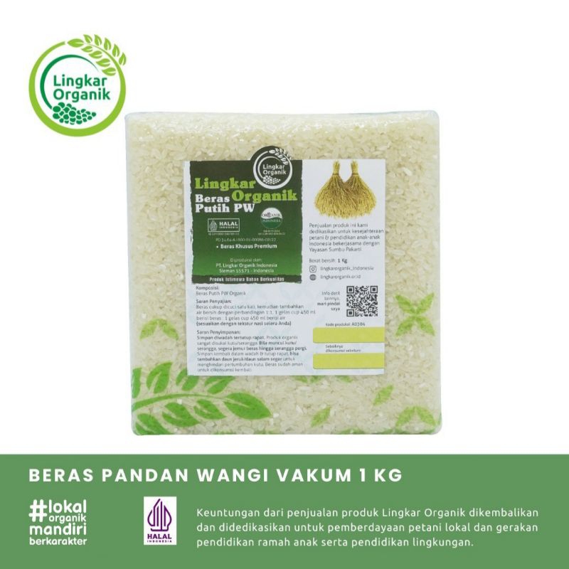 [ORGANIK] BERAS PANDAN WANGI | Beras Lingkar Organik | MPASI | Kemasan Vakum 1 Kg