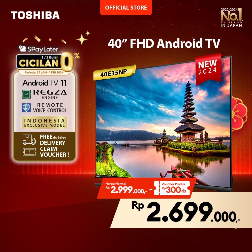 [SPESIAL UNTUK INDONESIA] [KHUSUS ONLINE] [FREE ONGKIR JABODETABEK] Toshiba TV 40" FHD Android TV - 