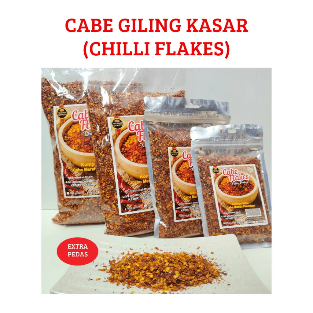 

CHILLI FLAKE | CABE KASAR BIJI |CABE GILING KASAR