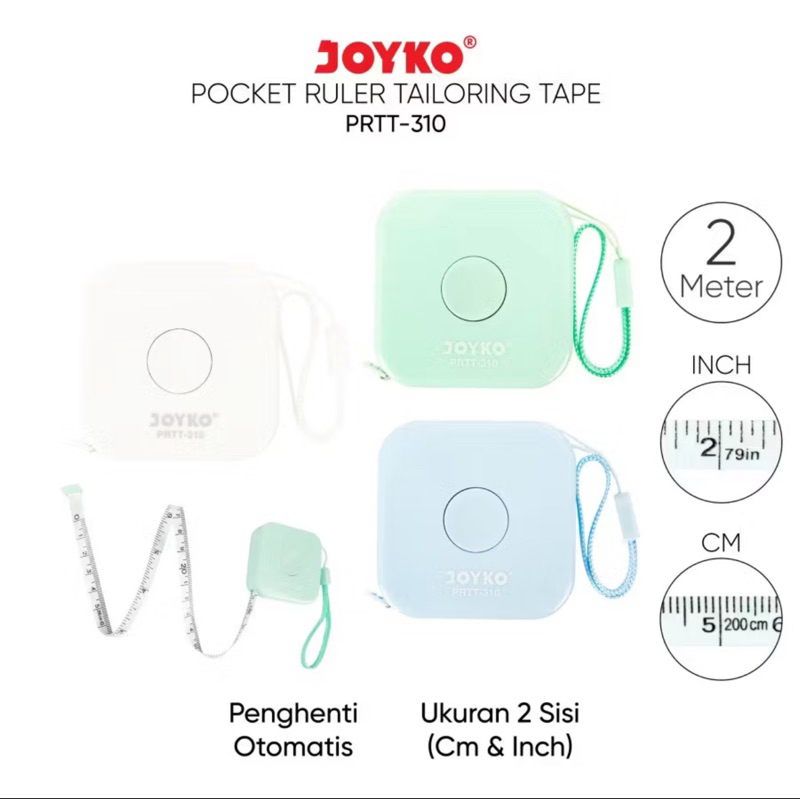 

Joyko PRTT-310 Meteran Penggaris Baju Mini Kantong PRTT 310 / Pocket bisa Gulung Otomatis / Tailoring Tape 200 cm