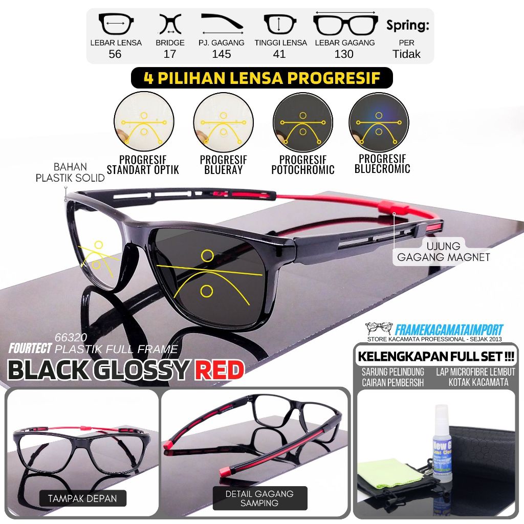 Frame Kacamata Progresif Olahraga Pria Wanita Gagang Magnet