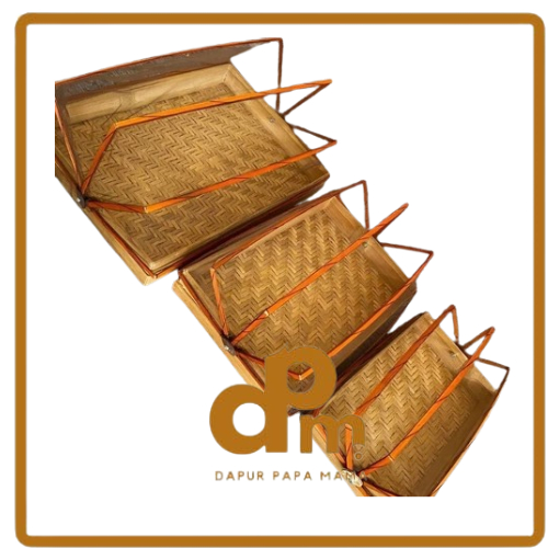 TUDUNG SAJI BAMBU KOTAK SET ( ISI 3) ANYAMAN BAMBU TUDUNG SAJI