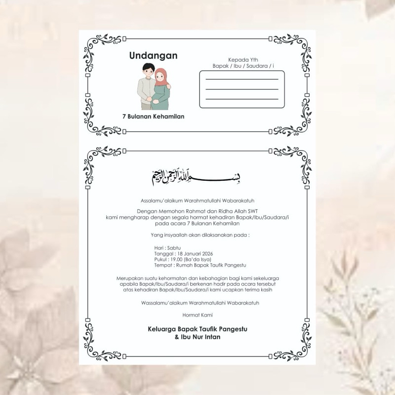 Undangan 7 Bulanan mandi mandi murah