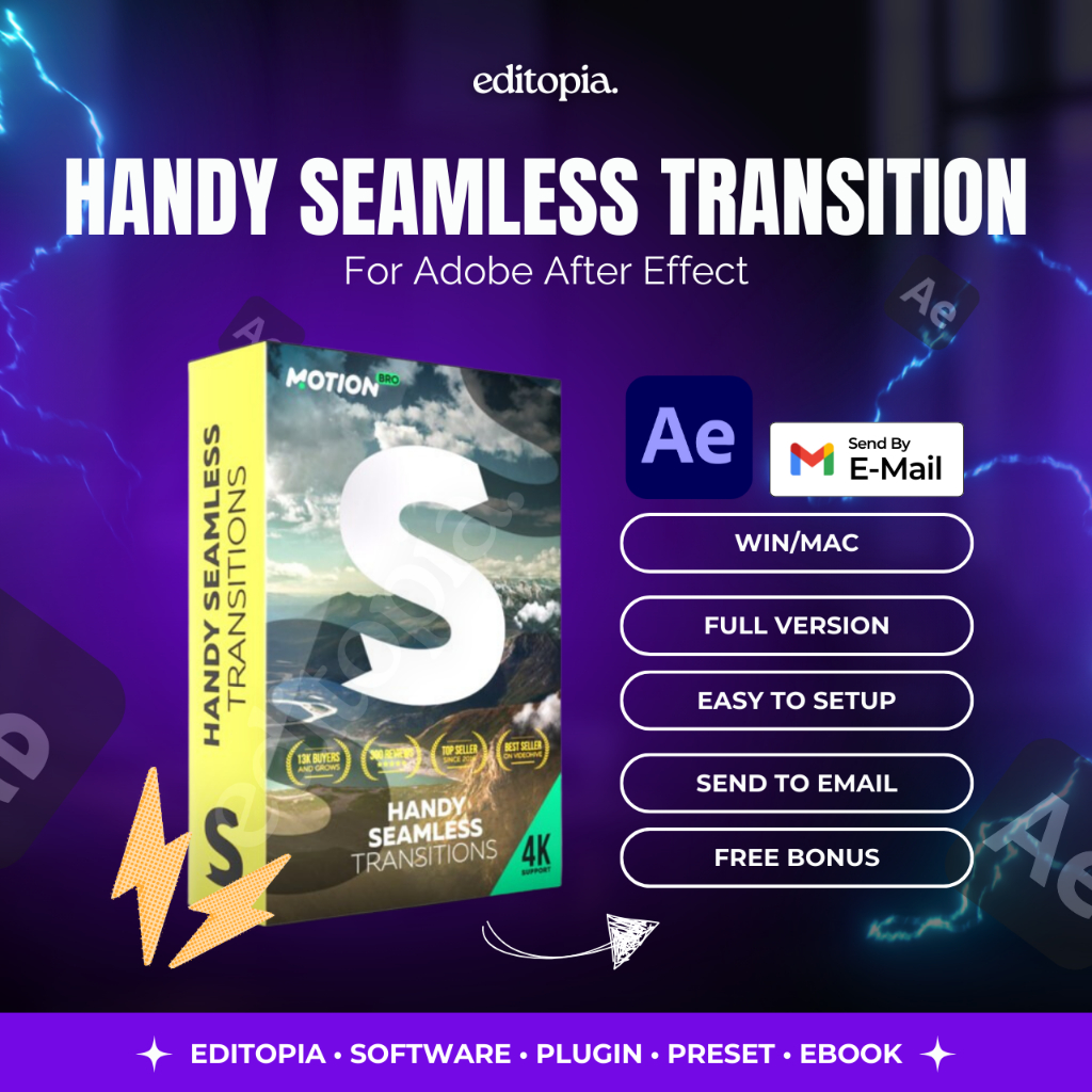 Handy Seamless Transitions - Motion Bro - Adobe After Effect Preset Transition - After Effect Preset
