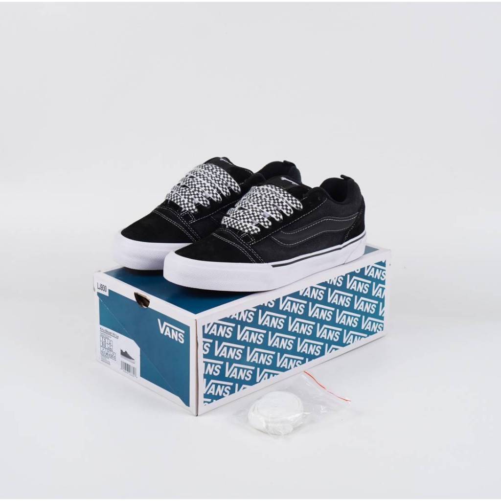 Sepatu Vans Vault Knu Skool Lx Suede Black Charcoal Original BNIB Full Tag Barcode Bahan Leather Kul
