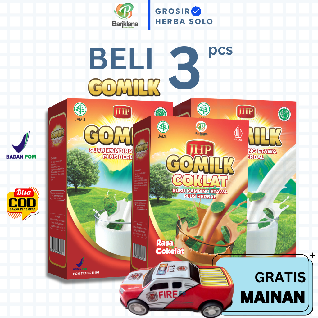 

[ BISA COD + GARANSI ] [ GRATIS MAINAN ] Gomilk Susu Kambing Etawa Plus Herbal Penambah Nafsu Makan Isi 3 Pcs