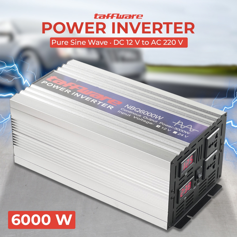 Taffware Car Power Inverter Pure Sine Wave DC 12V to AC220V 6000W Inverter PSW 6000 W Inverter 6000W